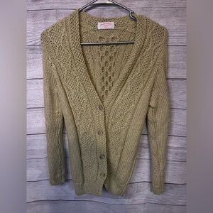 Vintage Hand Knit Women's Beige Cardigan Sweater by Lois XS–S